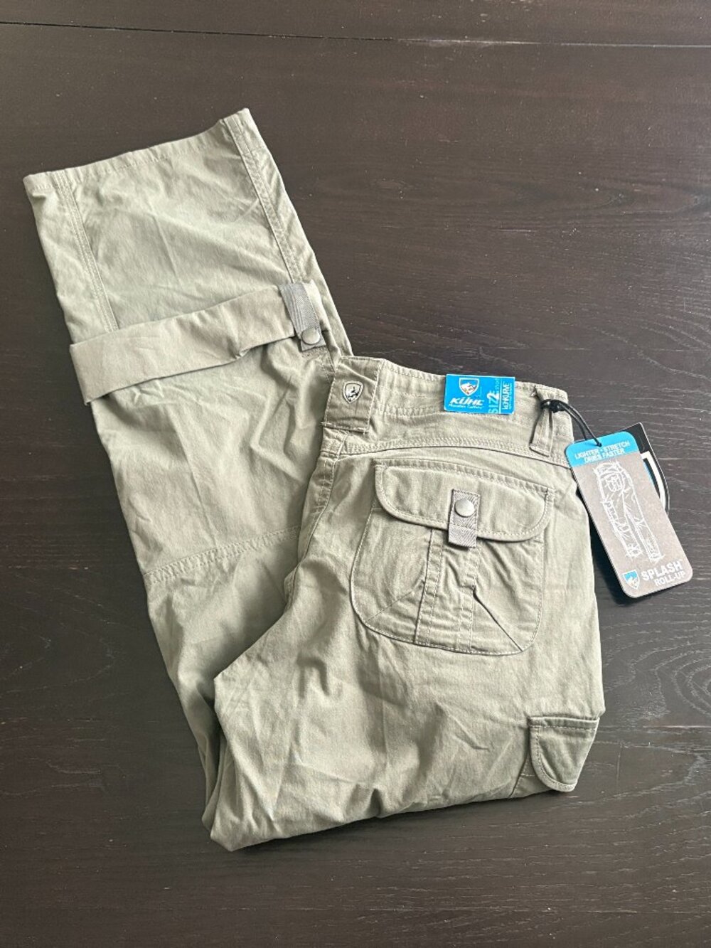 NEW Womens Kuhl Light Green Splash Roll-Up Stretch Pants Size 2 Short
